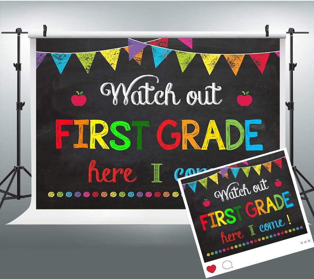 Back to School Backdrop for Kids 1st Grade Photo Booth Prop 7x5FT