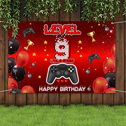 Level 9 Unlocked Birthday Backdrop Banner Decor Sign