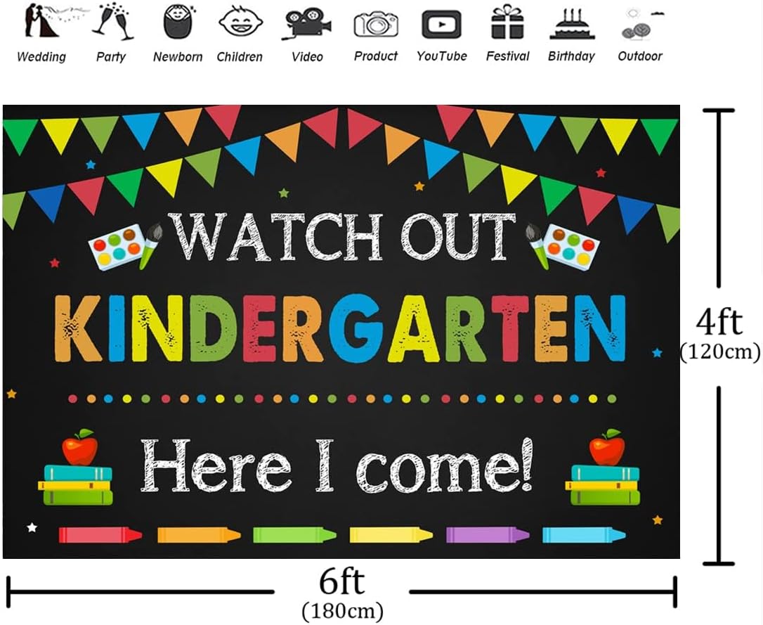 Aperturee Kindergarten Graduation Backdrop 6x4ft