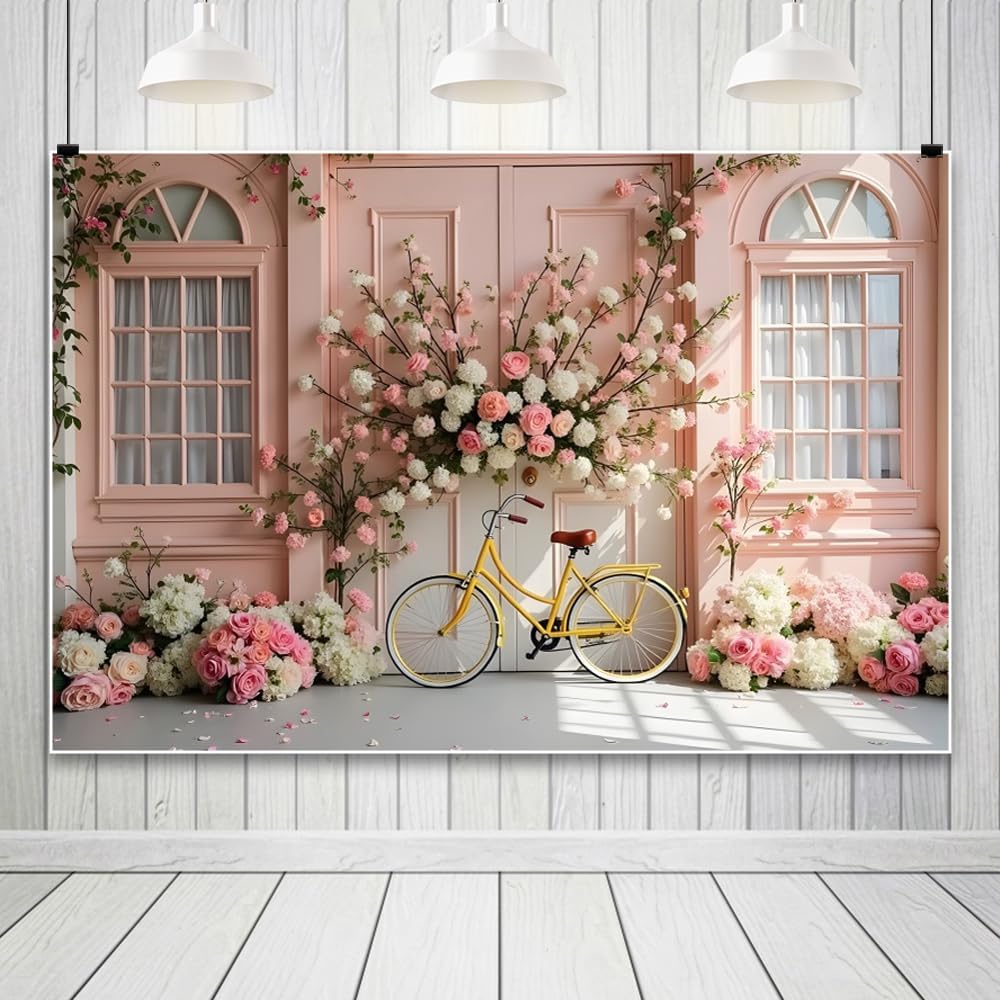 Leowefowa 12x8ft Spring Pink Flowers Backdrop