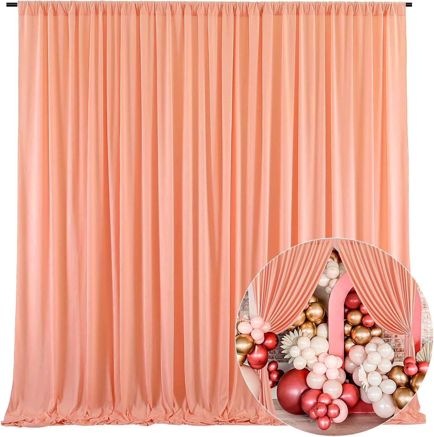 10 x 10 Feet Rose Gold Backdrop Curtains for Parties