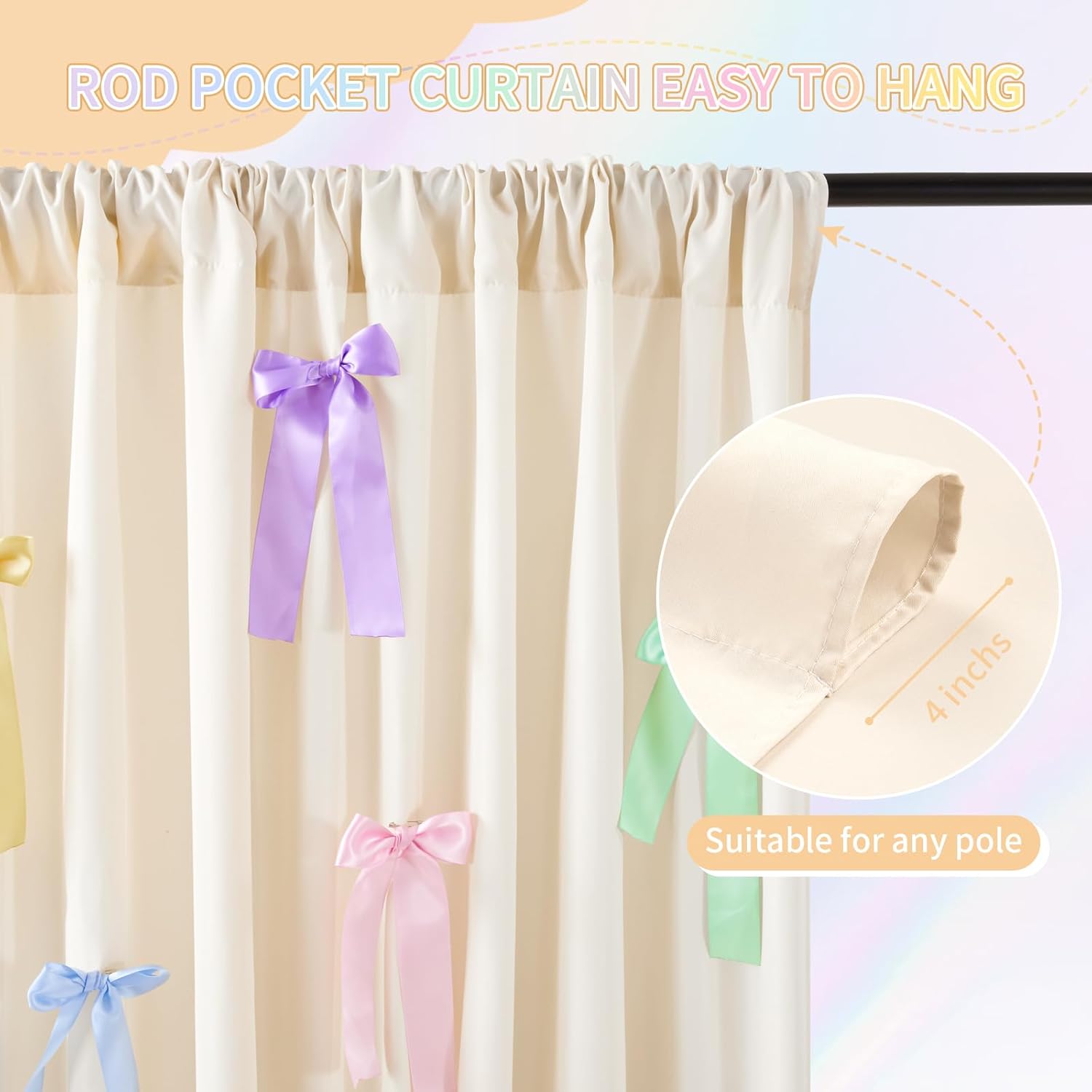 Ivory Backdrop Curtain 58x8ft Wedding Event Decor