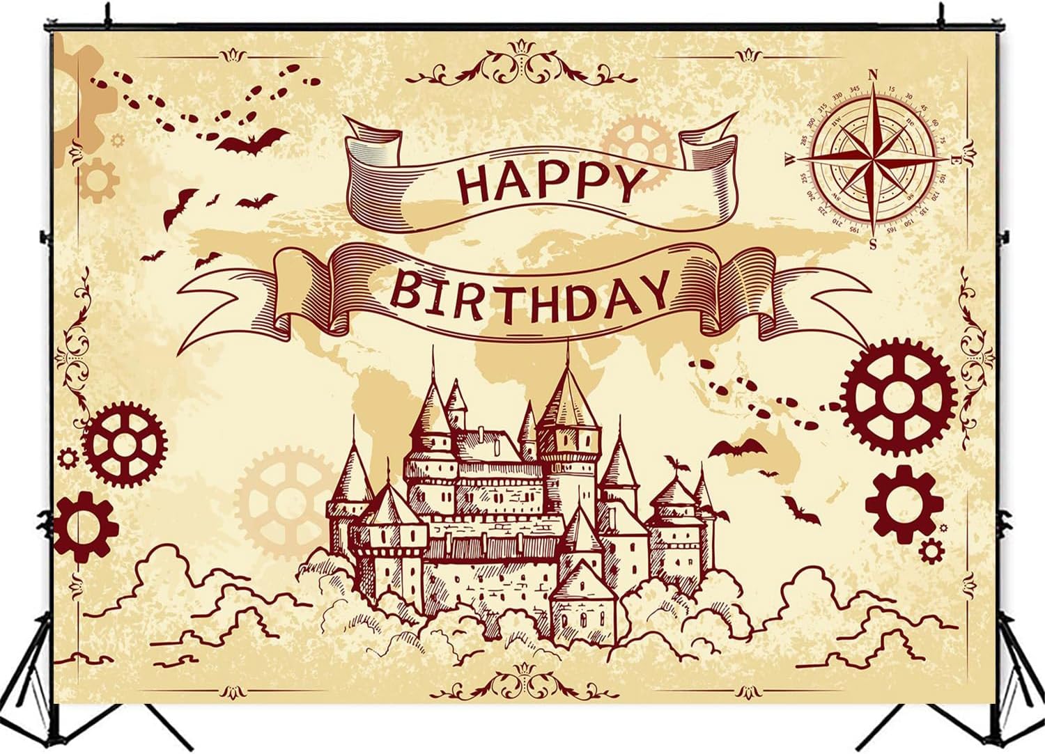 Wizard Birthday Backdrop Banner Boys Girls Party Decorations 7x5ft