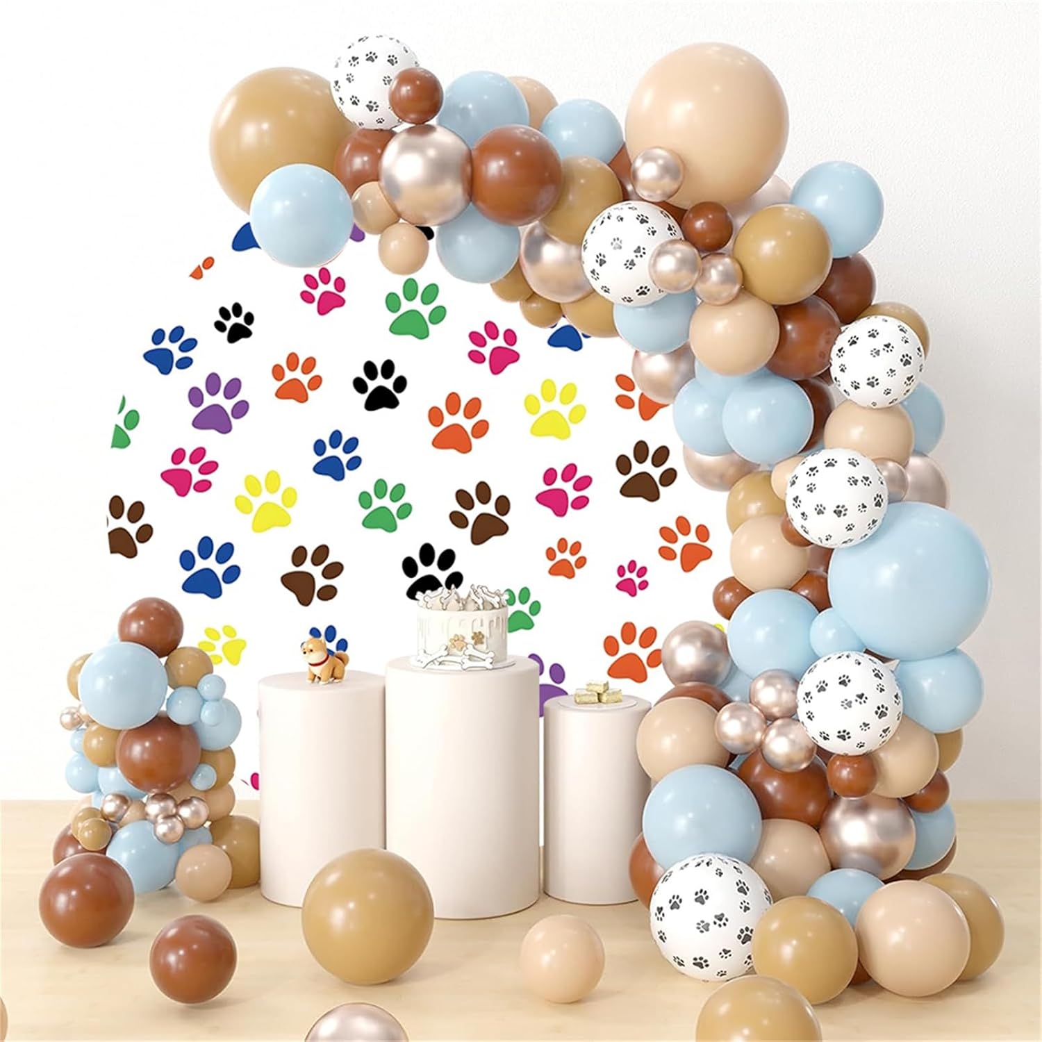 Renaiss 7x7ft Round Pet Paws Backdrop Cover