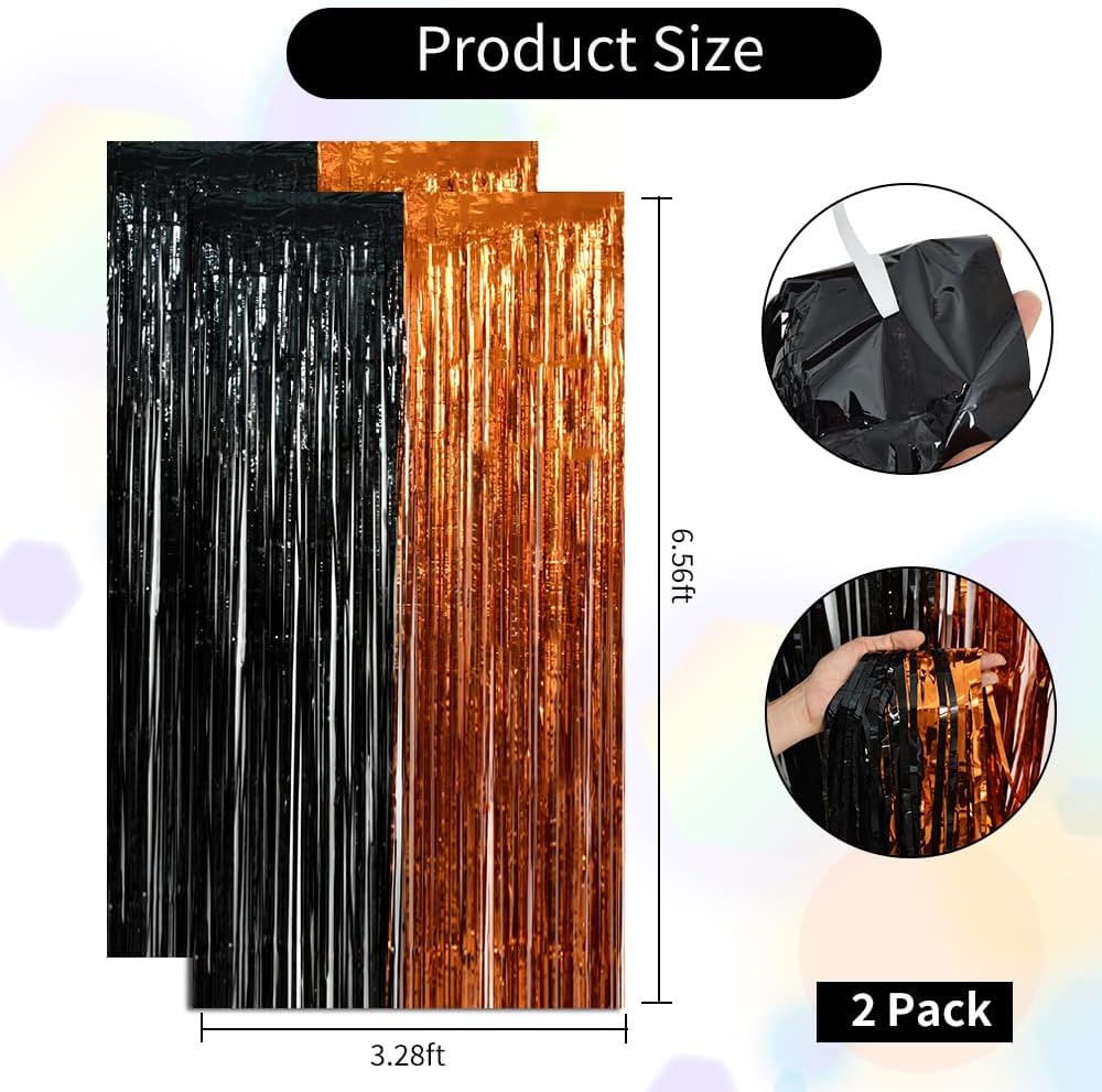 BEISHIDA 4 Pcs Orange and Black Party Streamers