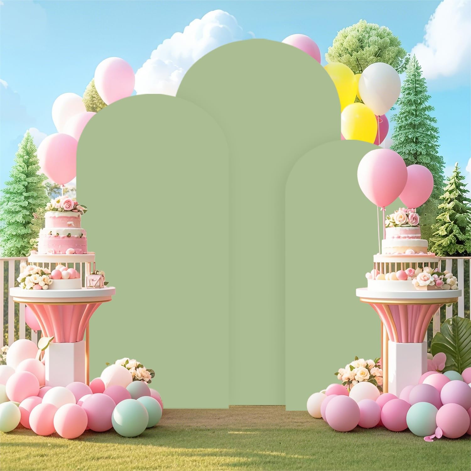 Gold Arch Stand with Spandex Cover 72FT Set