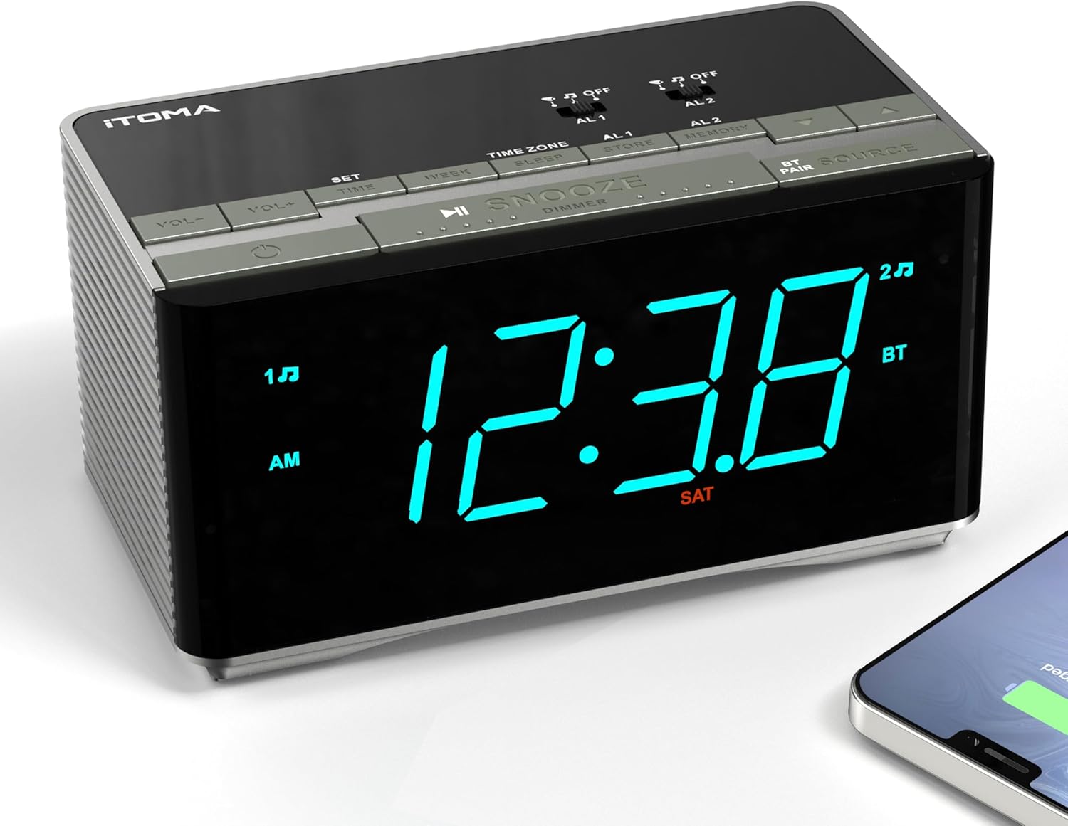 iTOMA Alarm Clock Radio with Bluetooth and FM Radio