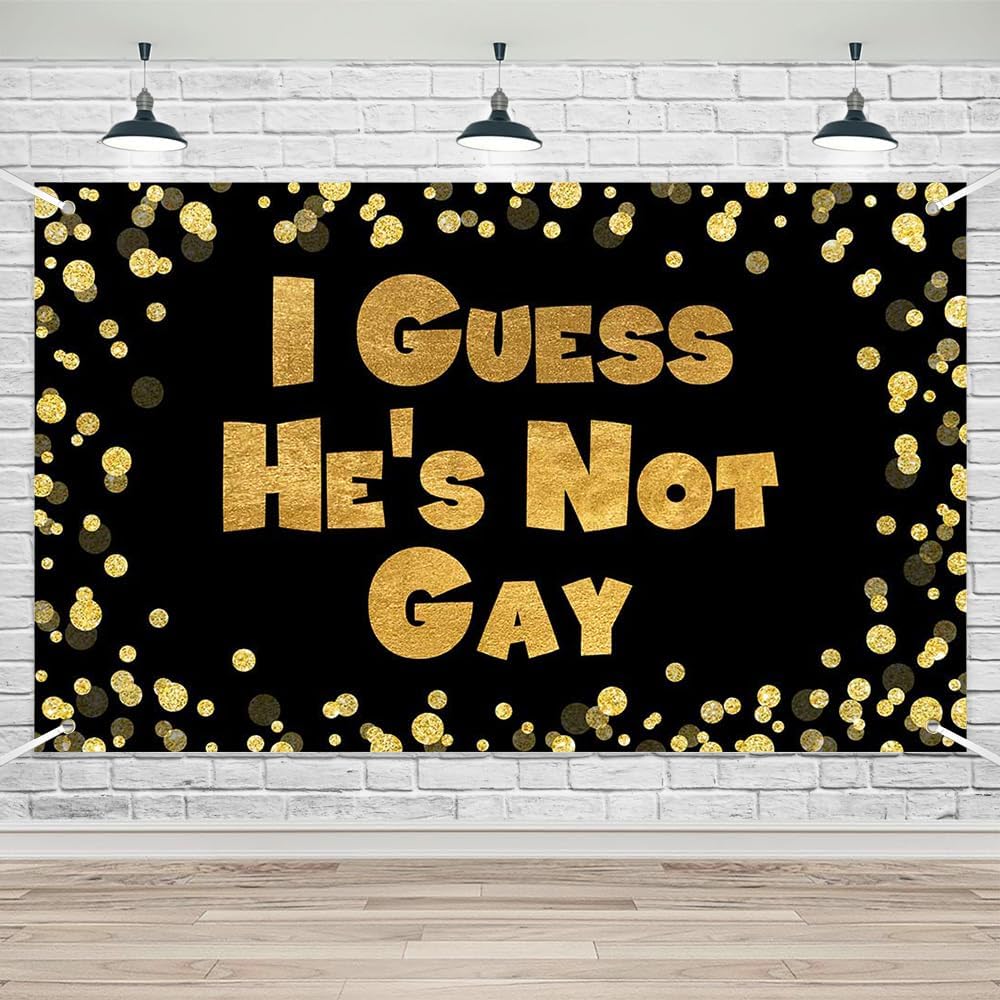 Lofaris Funny Bachelor Party Banner - Extra Large Gold Glitter and Black Backdrop