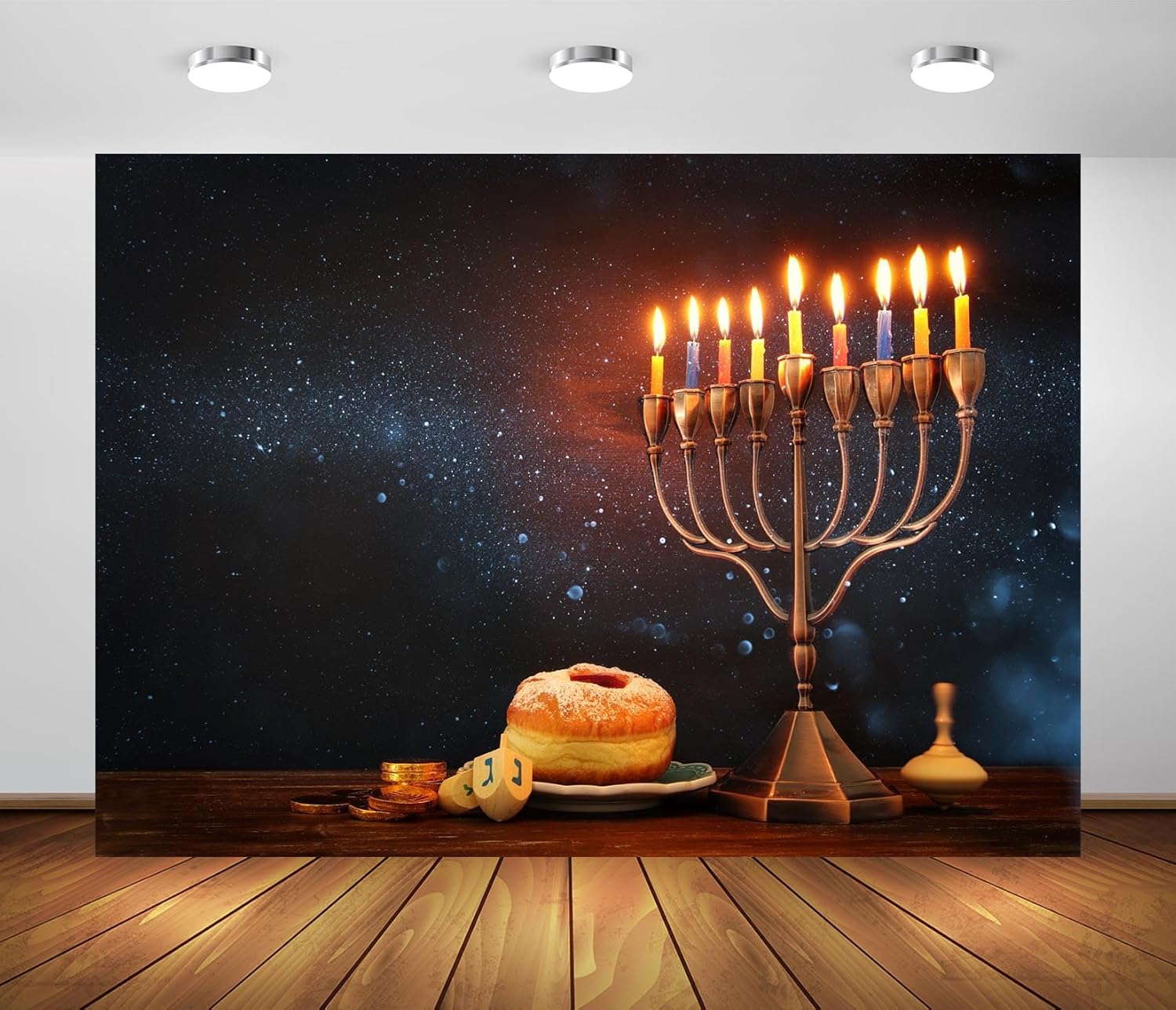 BELECO 8x6ft Hanukkah Backdrop Photo Studio Decorations