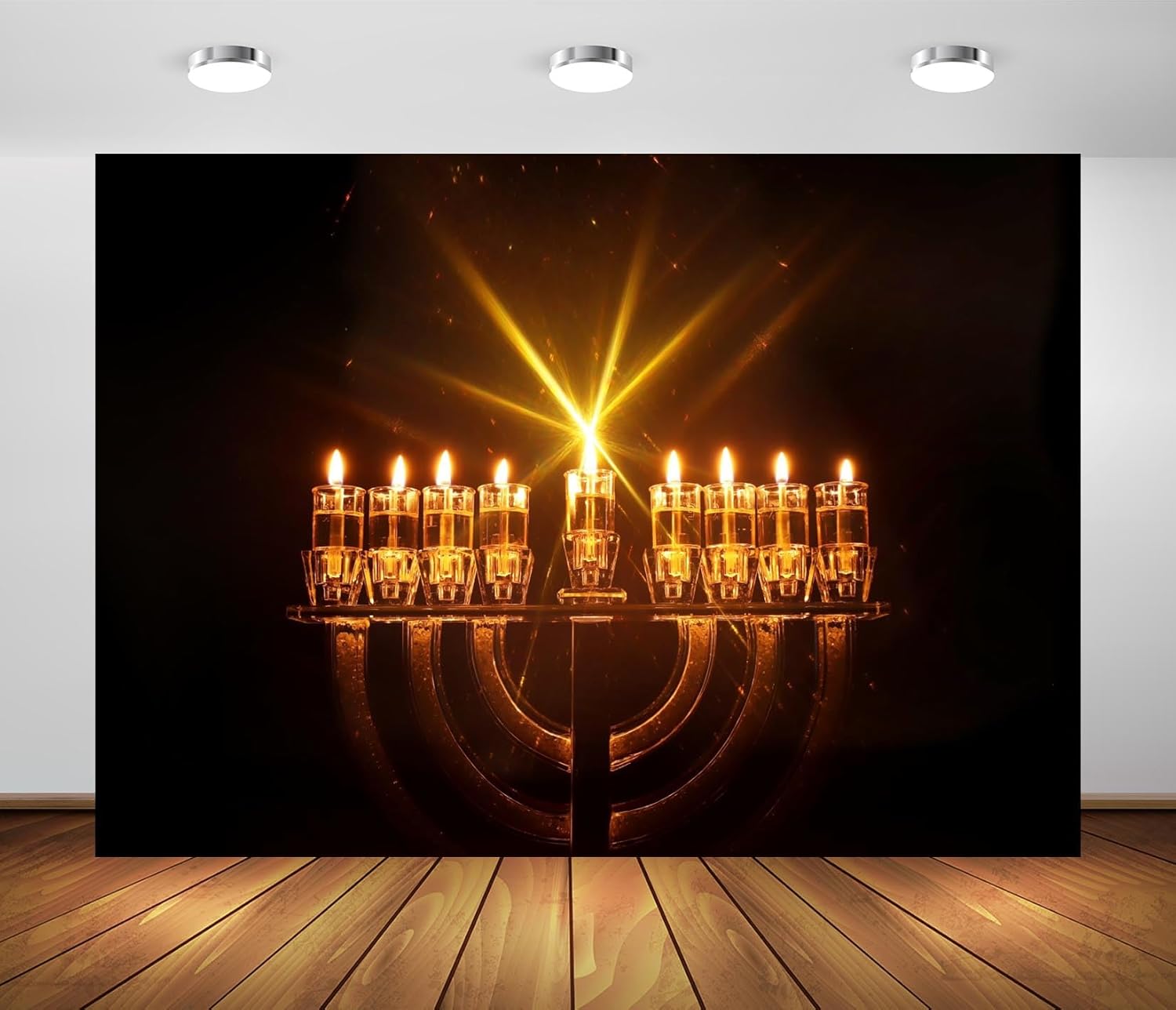 BELECO 8x6ft Hanukkah Backdrop with Menorah