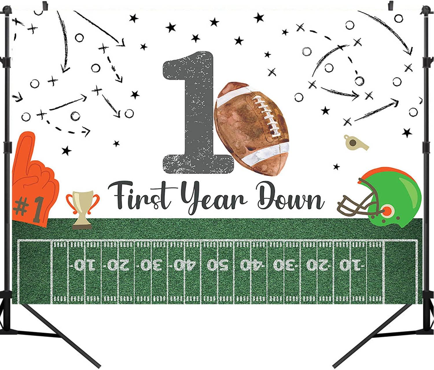 Football First Birthday Backdrop 7x5ft Game Time Decor