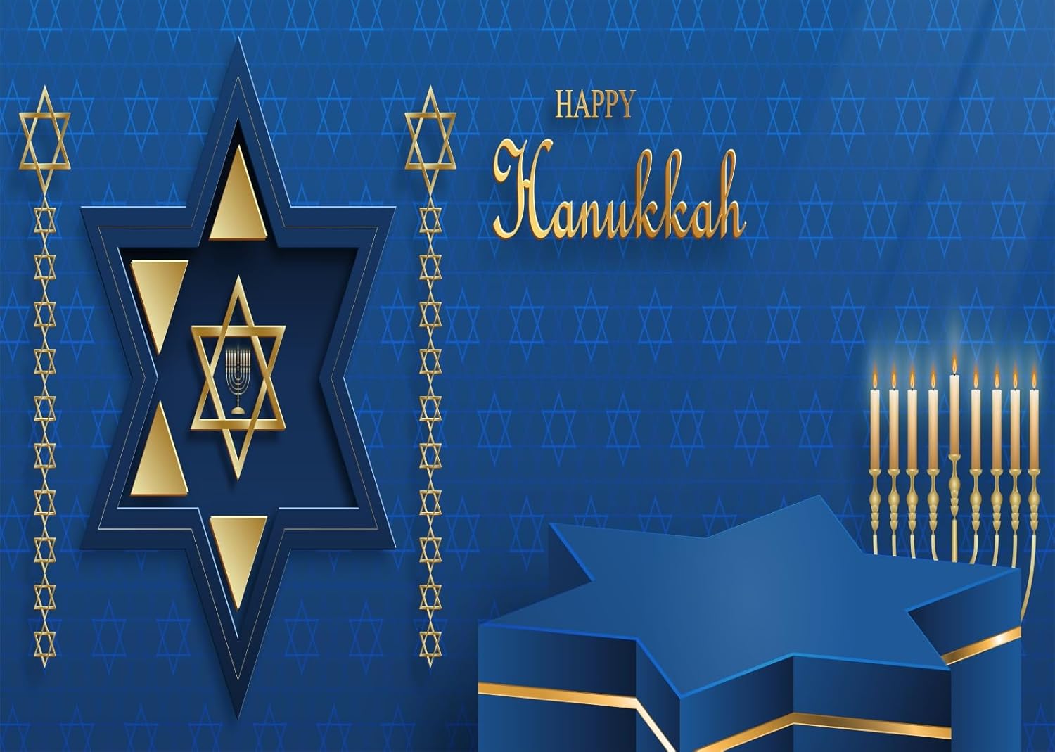 CORFOTO 8x6ft Happy Hanukkah Backdrop Banner 1