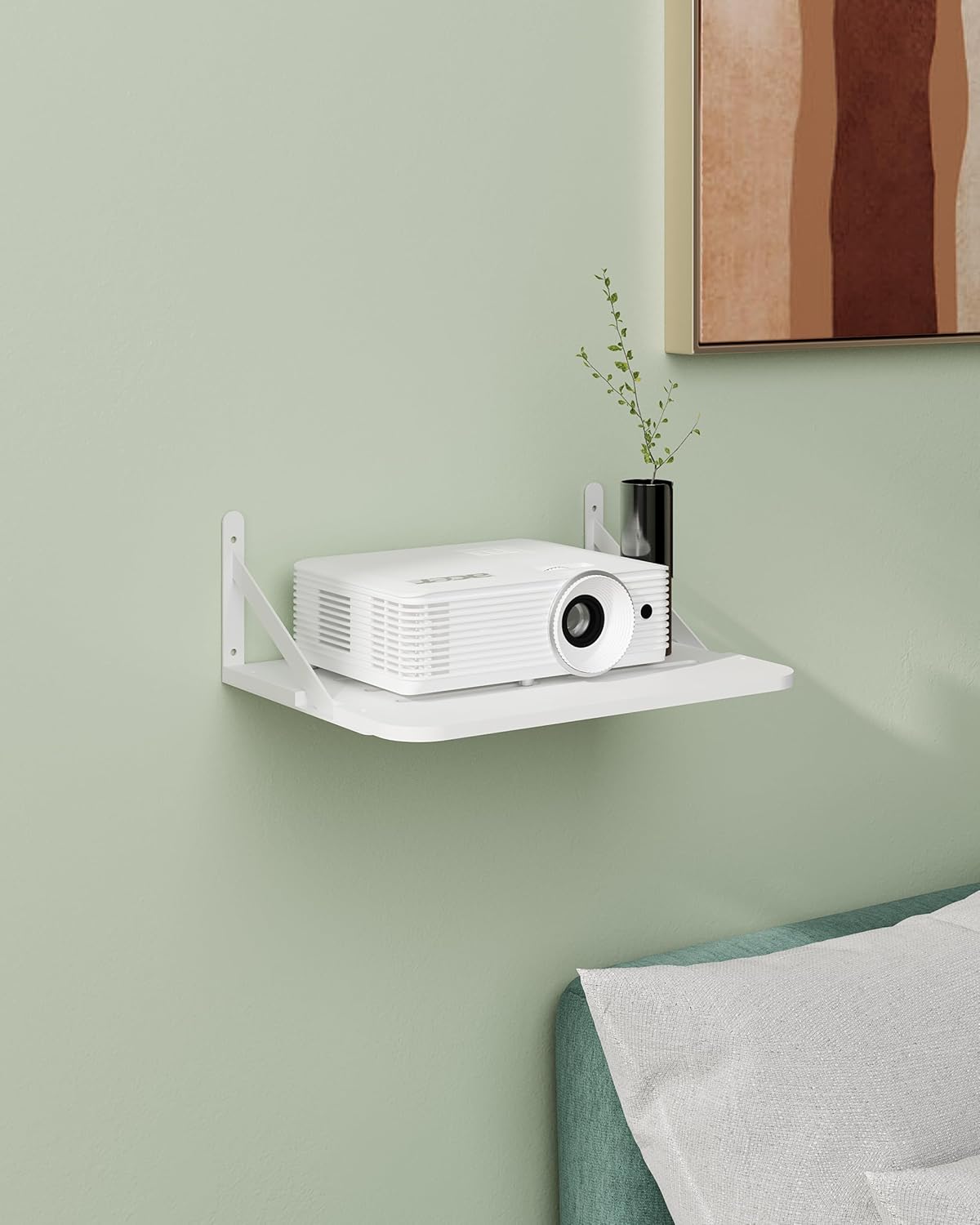 Small Mini Projector Shelf Wall Mount Holder Stand Accessories White