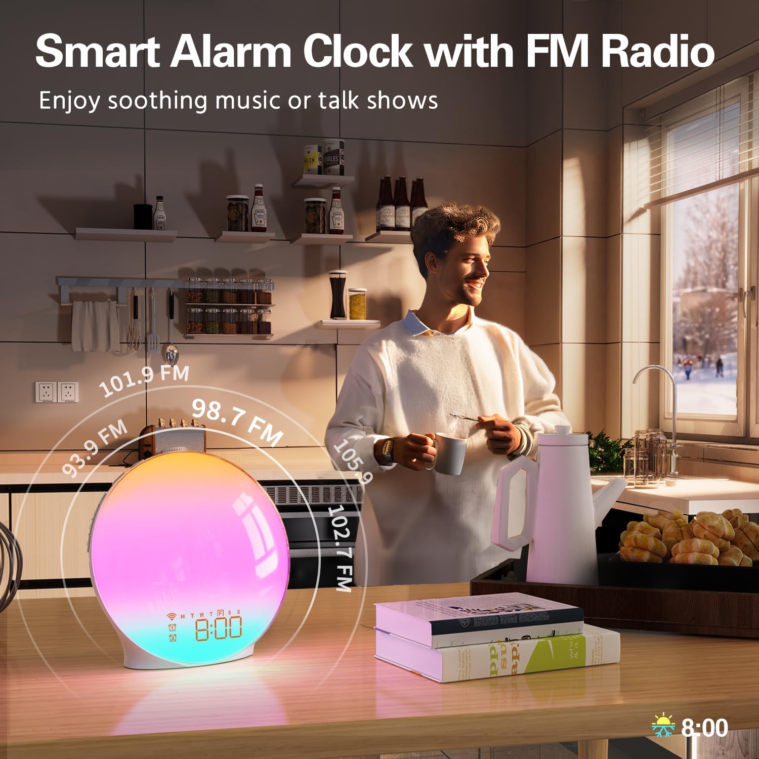MOMILLA Sunrise Alarm Clock with Alexa Compatibility and Dual Alarms