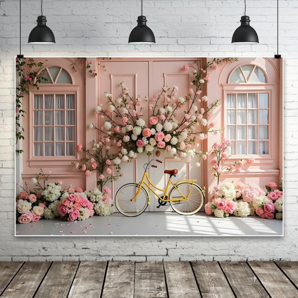 Leowefowa 12x8ft Spring Pink Flowers Backdrop