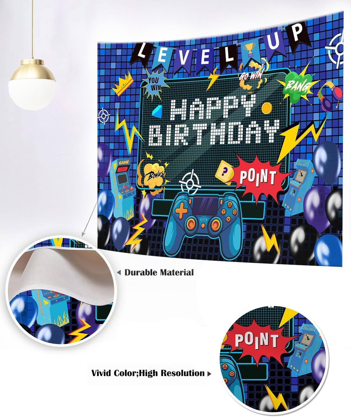Mocsicka Gaming Birthday Photo Background 7x5ft