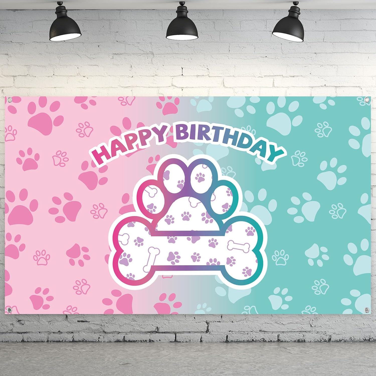 Newwiee Dog Paw Birthday Backdrop Banner