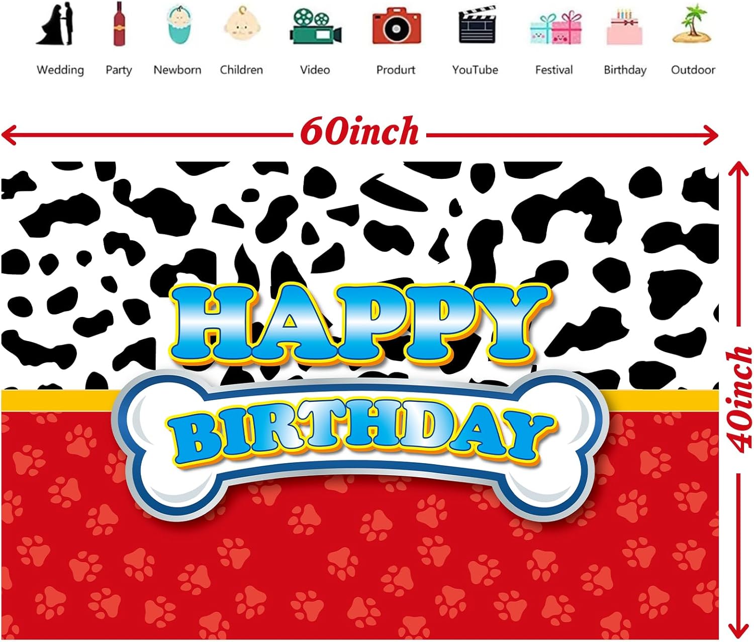 Red Dog Paw Birthday Party Backdrop Set