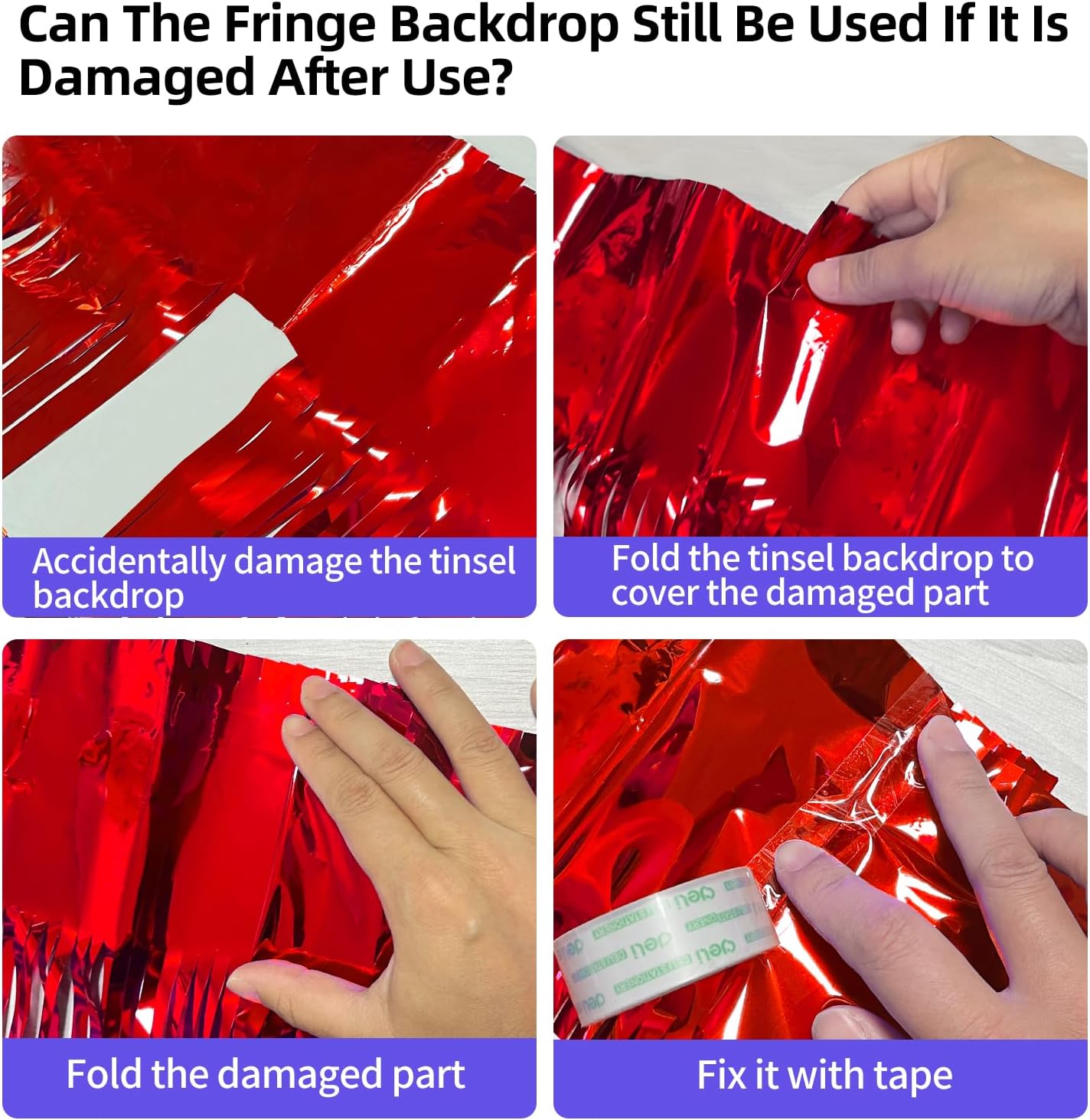 Red Tinsel Backdrop Birthday Decorations 2 Pack