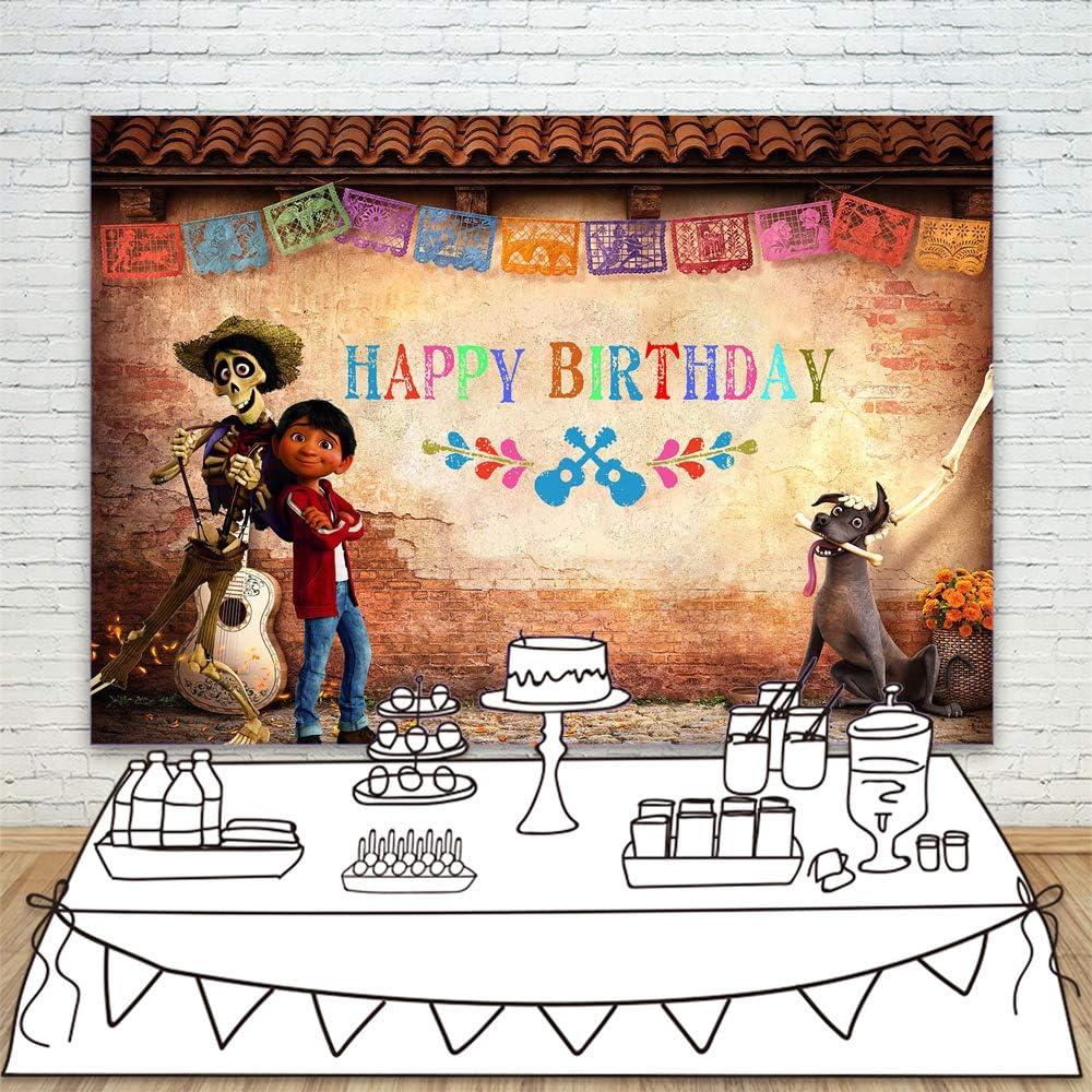 Happy Birthday Coco Theme Wall Backdrop 7x5ft