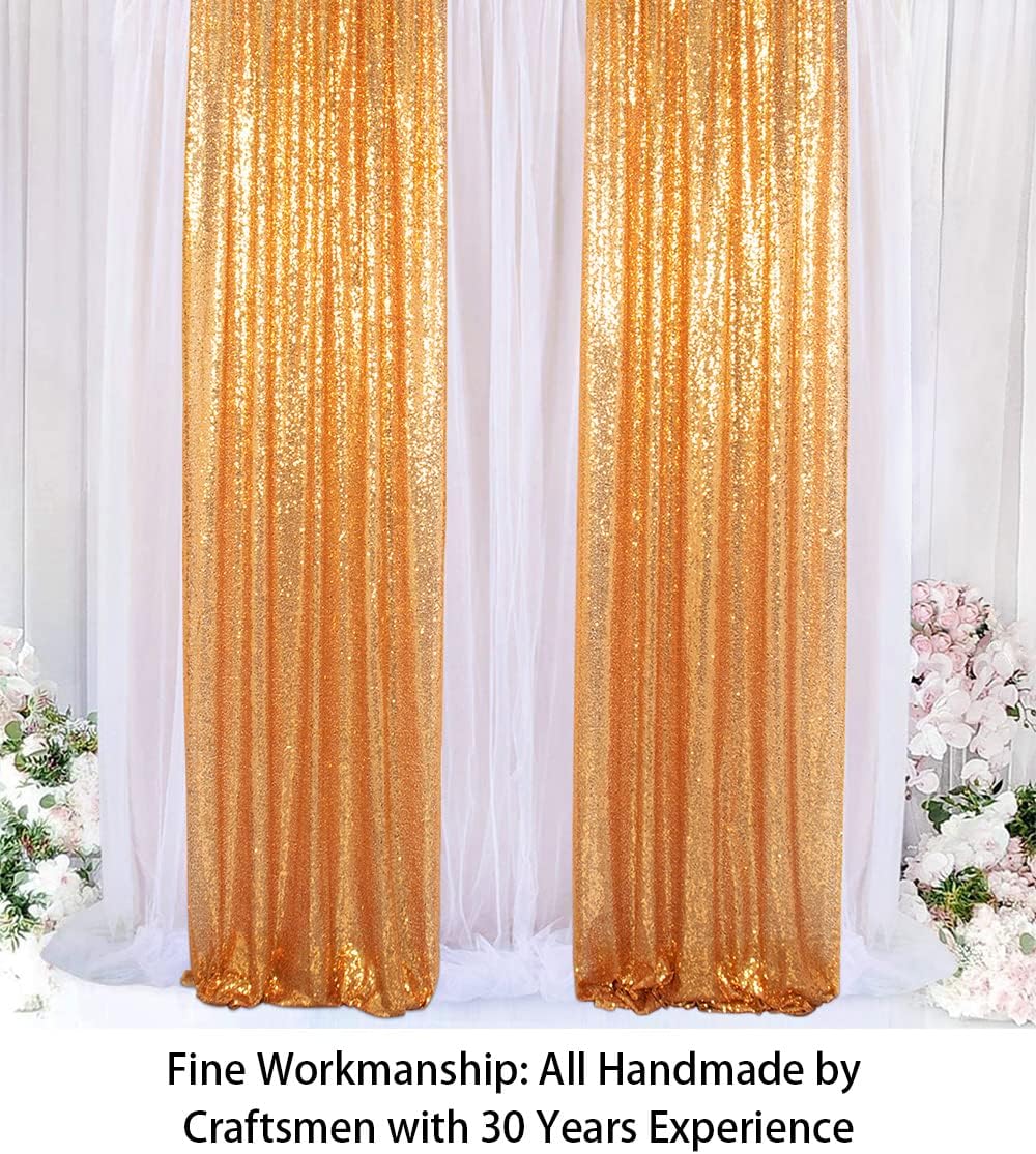 ShinyBeauty Sparkle Backdrop Curtain Gold 2 Panels Set