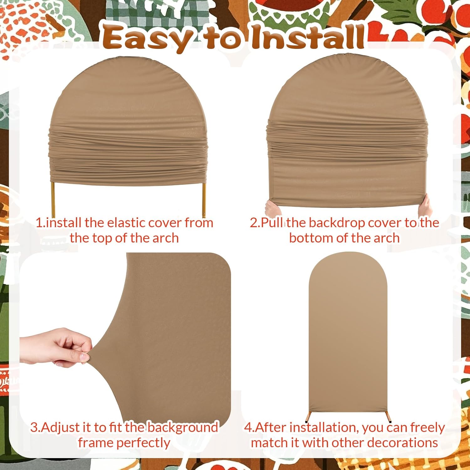 3 Sets Cow Theme Party Arch Backdrop Cover - Brown