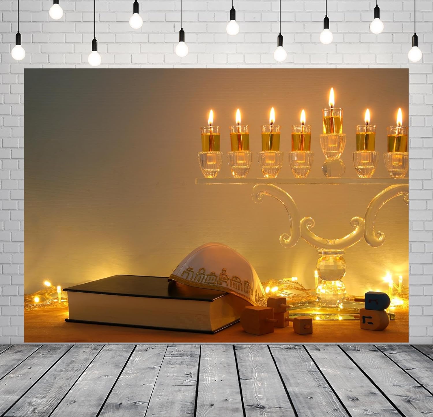 BELECO 8x6ft Hanukkah Backdrop for Party Decorations