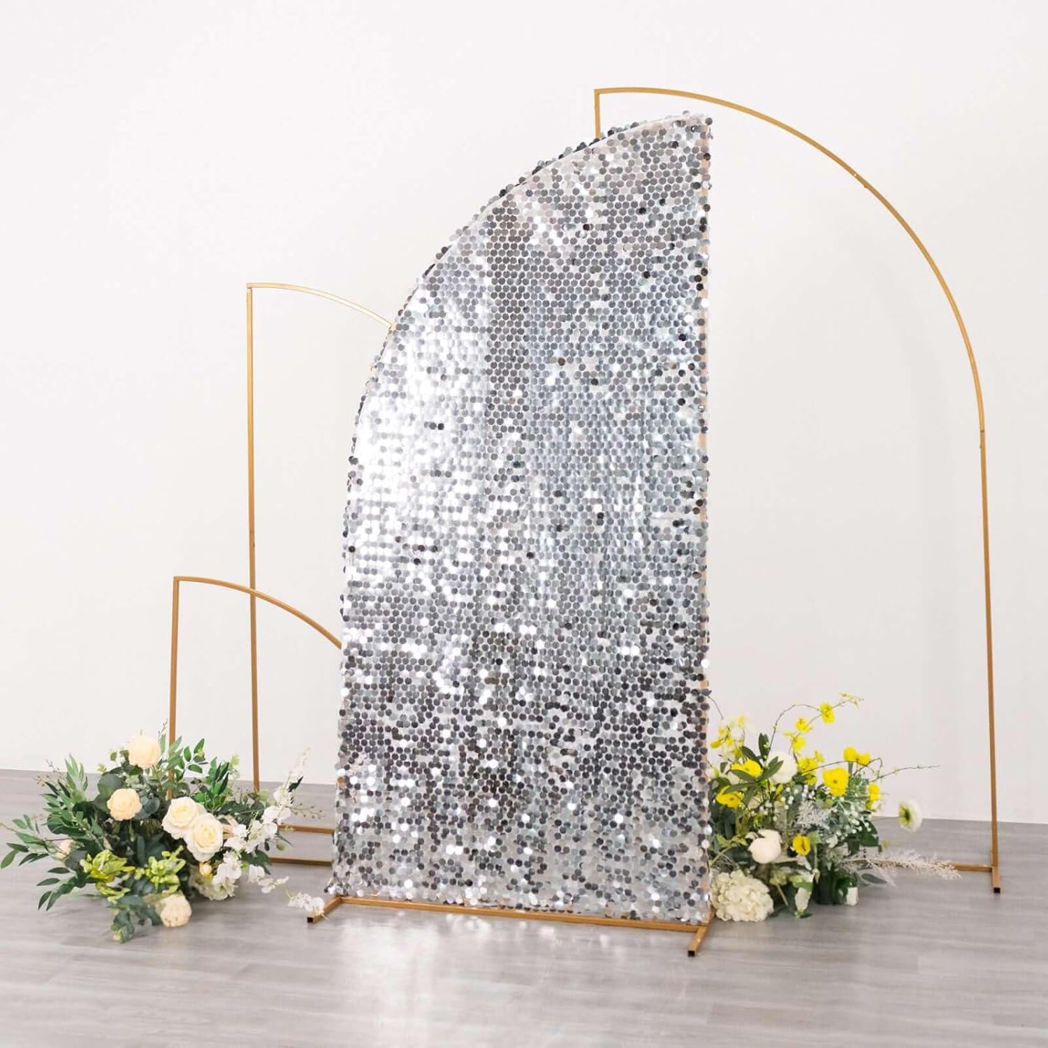 Efavormart 6ft Silver Sequin Chiara Backdrop Stand Cover