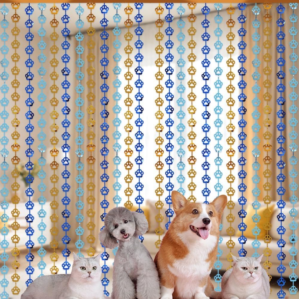 Blue Orange Dog Paw Foil Streamers for Party Decorations