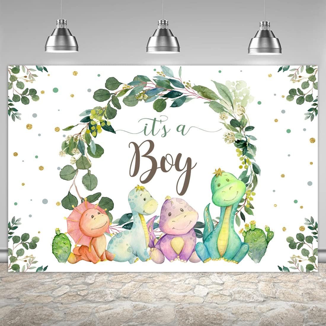 6x4ft Cartoon Dinosaur Baby Shower Backdrop