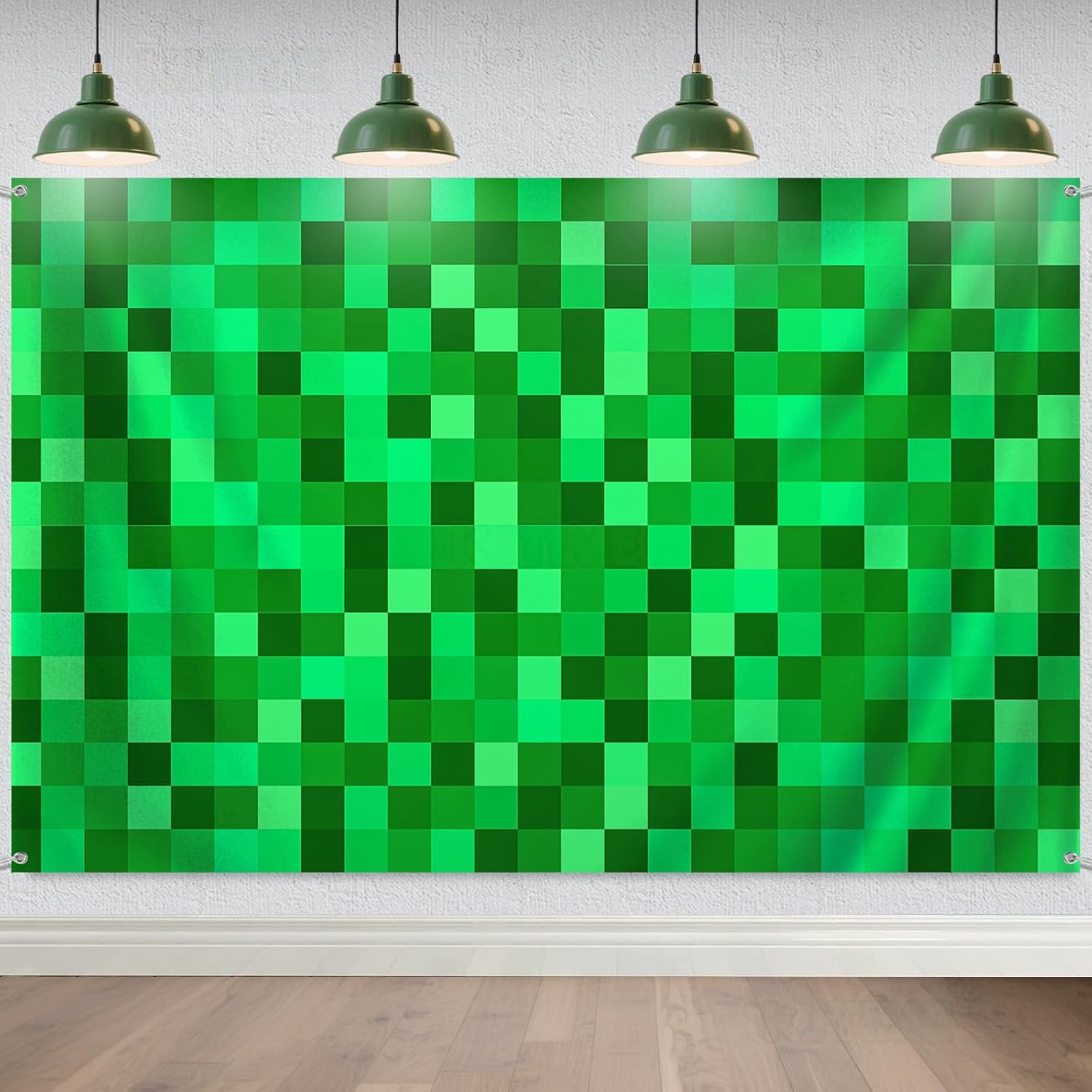 36x6ft Green Pixel Birthday Backdrop Gamer Party Decor