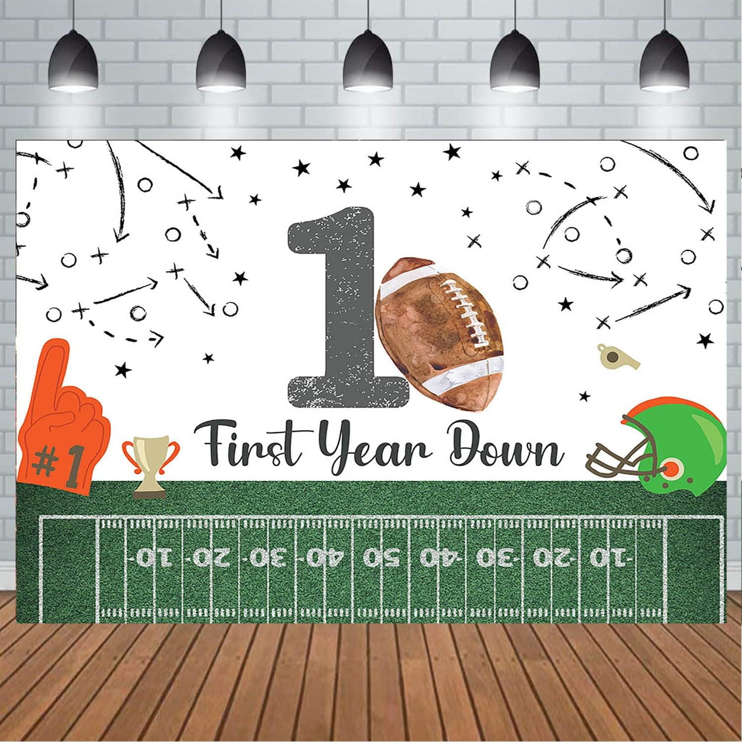 Football First Birthday Backdrop 7x5ft Game Time Decor