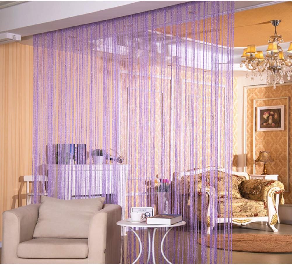 Duosuny 110x110 Inch Door Curtain with Silver Ribbon Tassel