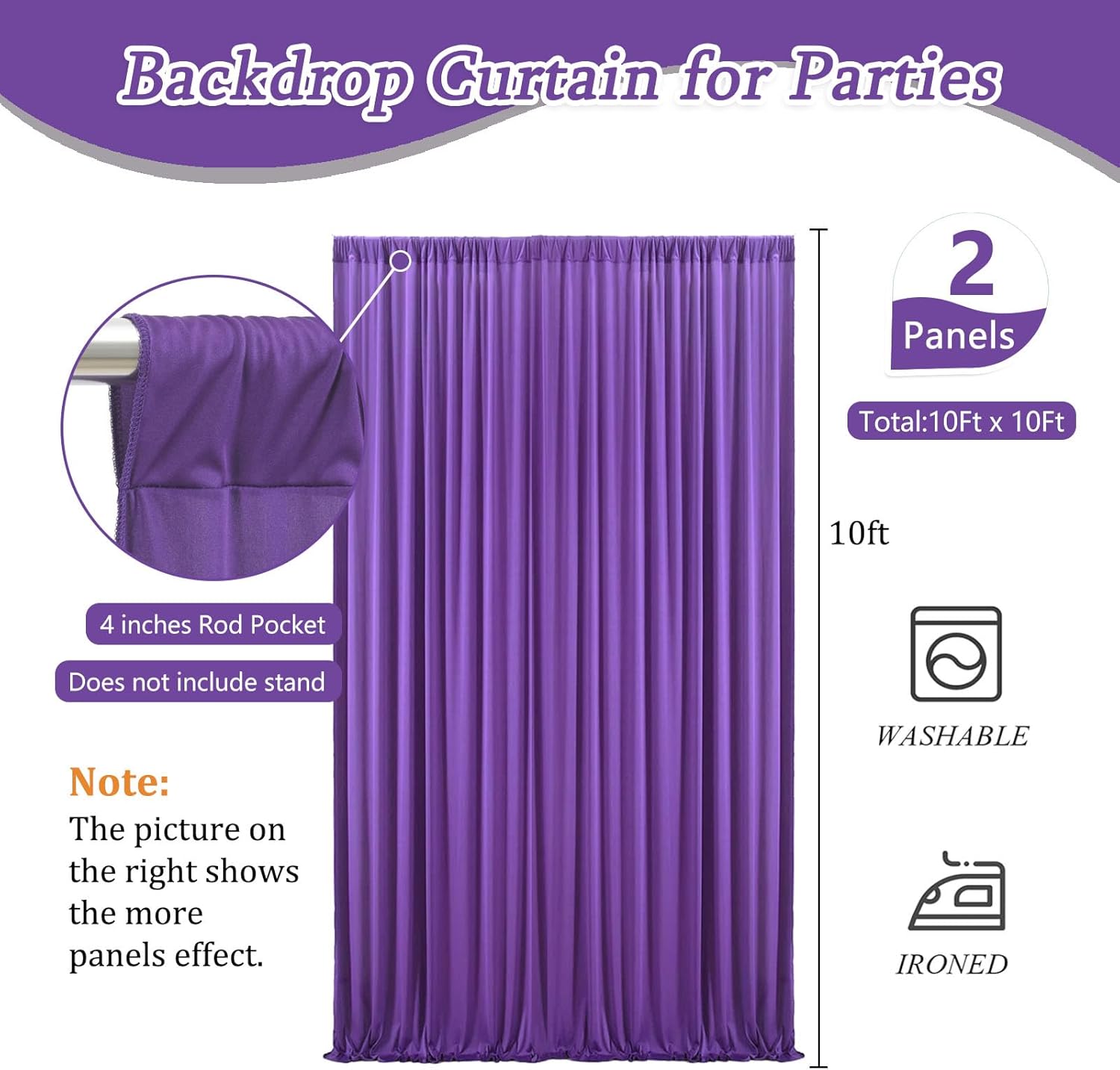 ZEBMOON 10x10 Feet Purple Backdrop Curtains 2 Panels