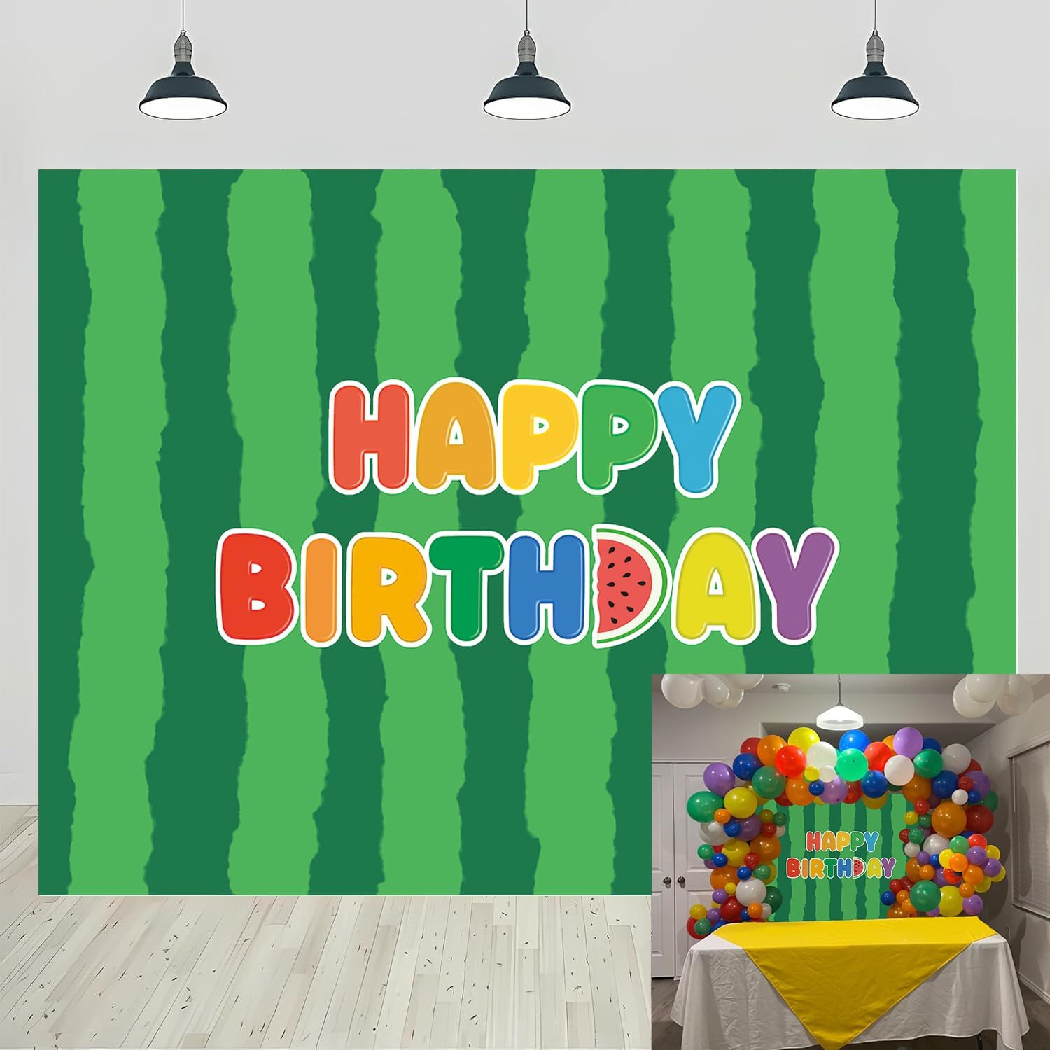 Cartoon Melon Birthday Backdrop 5x3FT Watermelon Theme Party Decor