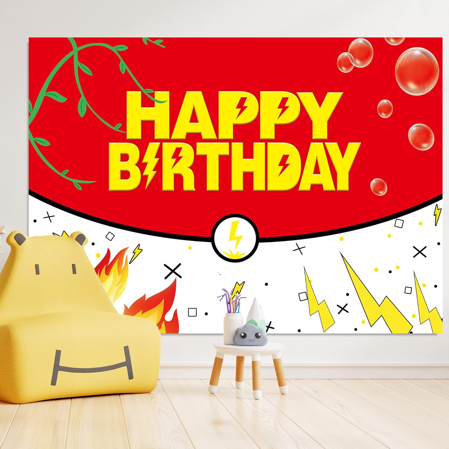 Cute Cartoon Birthday Backdrop for Kids