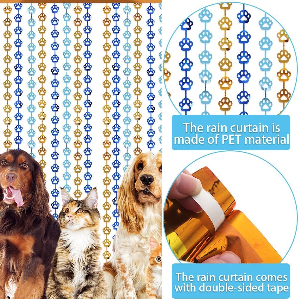Blue Orange Dog Paw Foil Streamers for Party Decorations