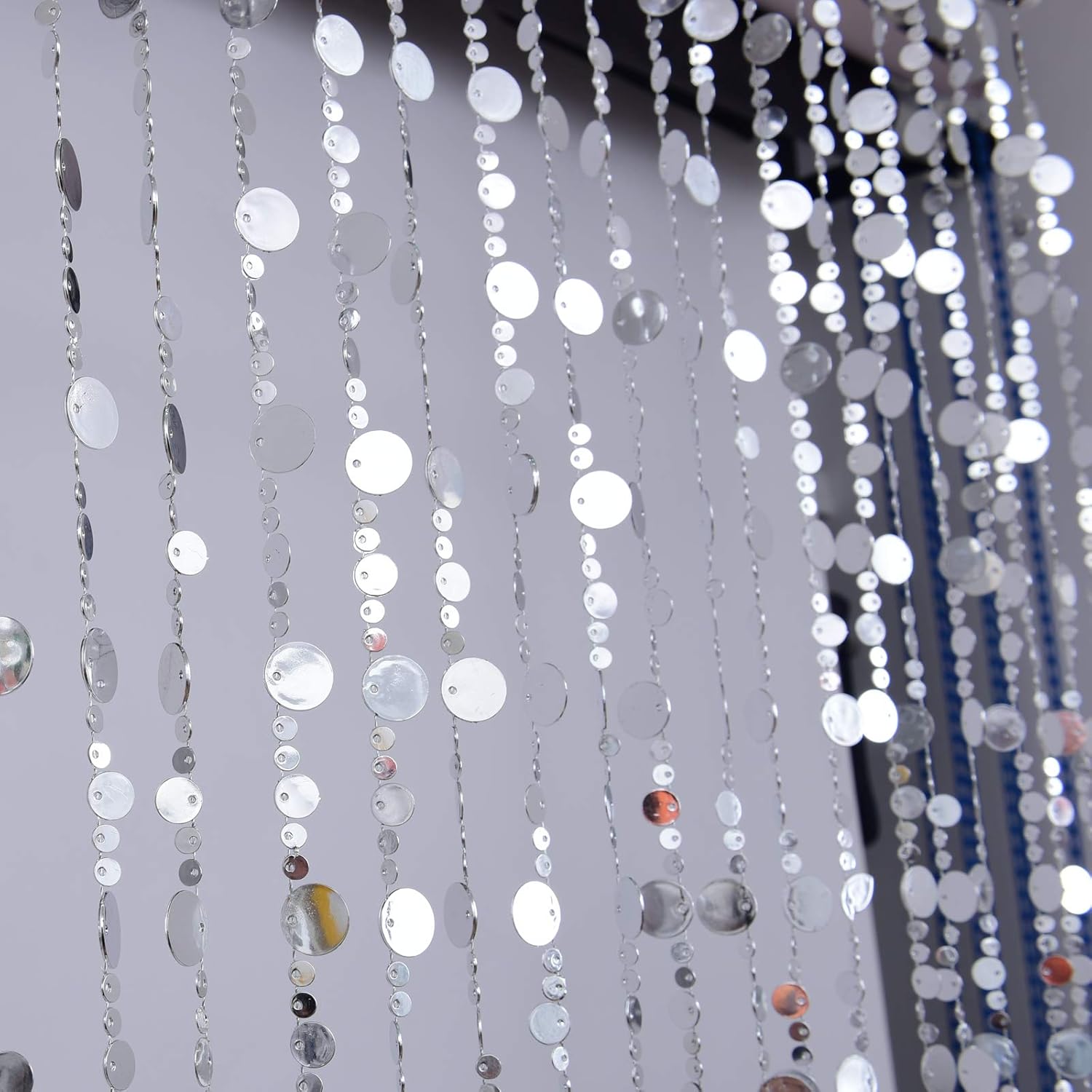 FlavorThings Silver Bubble Beaded Curtain 3x6