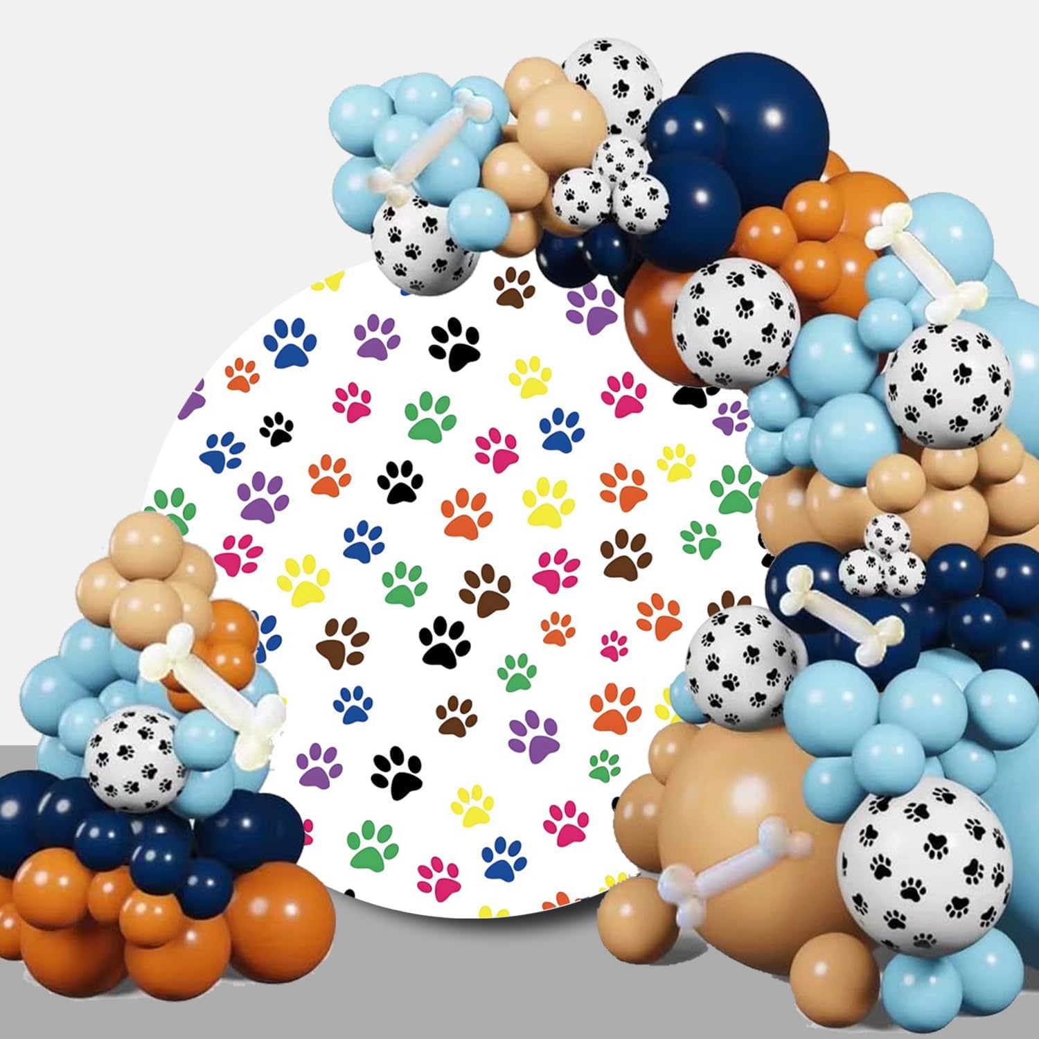 Renaiss 7x7ft Round Pet Paws Backdrop Cover