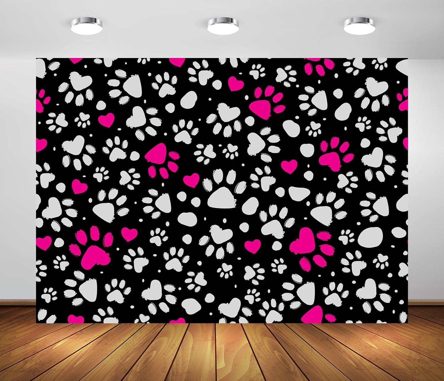BELECO 5x3FT Paw Print Fabric Backdrop