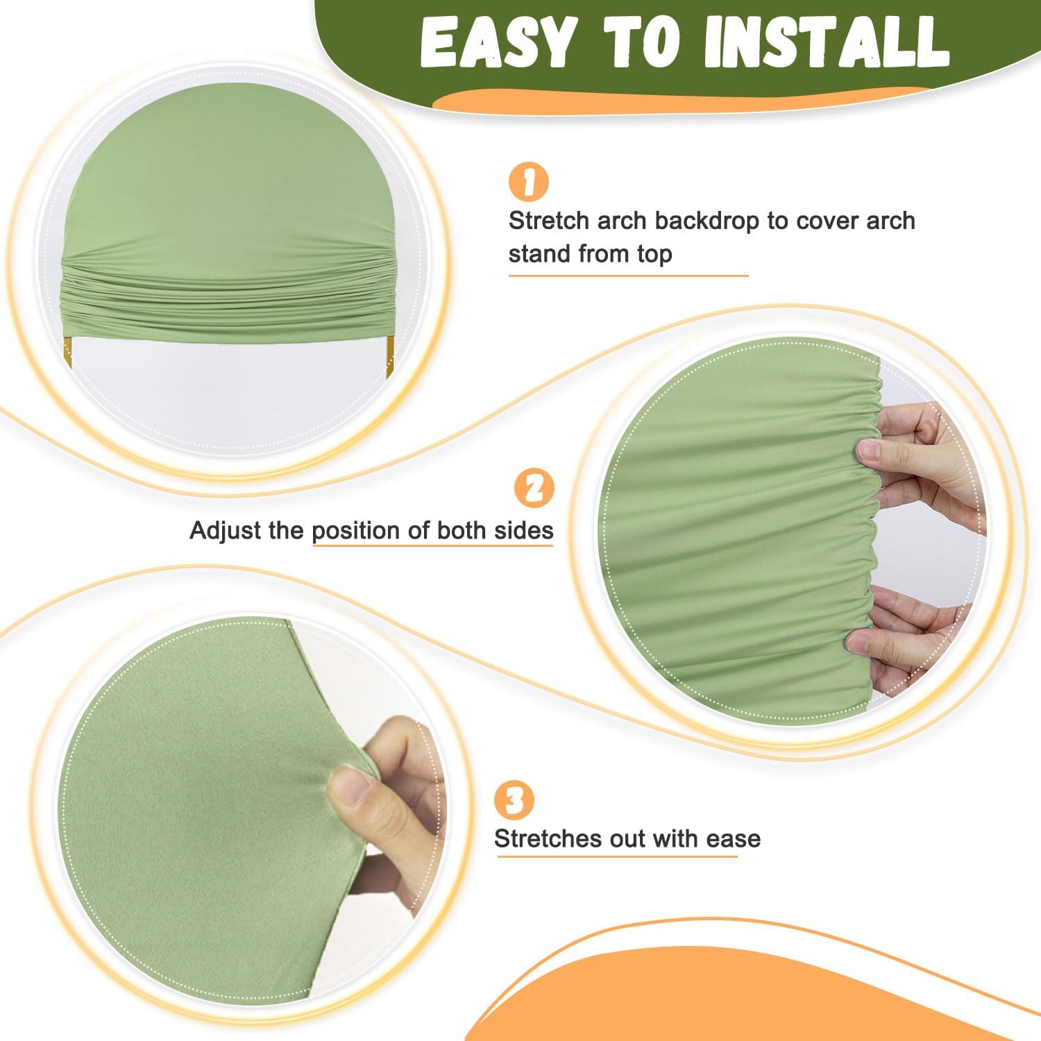 Sage Green Arch Cover Set of 3 for Weddings and Parties