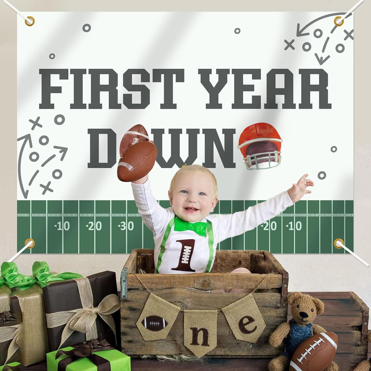 Football First Birthday Backdrop 7x5ft Decor