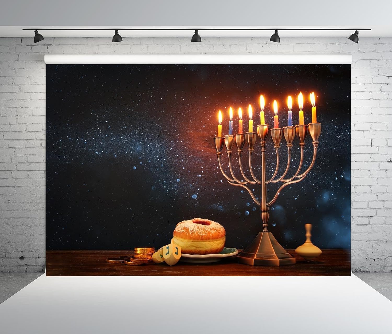 BELECO 8x6ft Hanukkah Backdrop Photo Studio Decorations