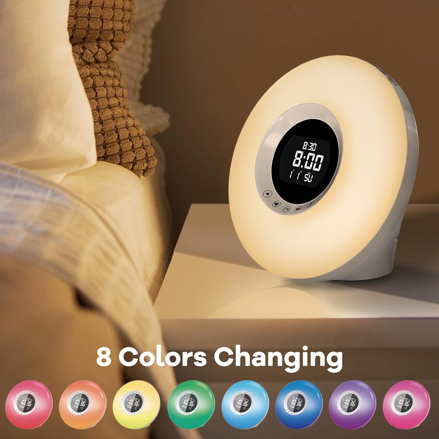 HEYAXA Sunrise Alarm Clock with Wake Up Light and FM Radio