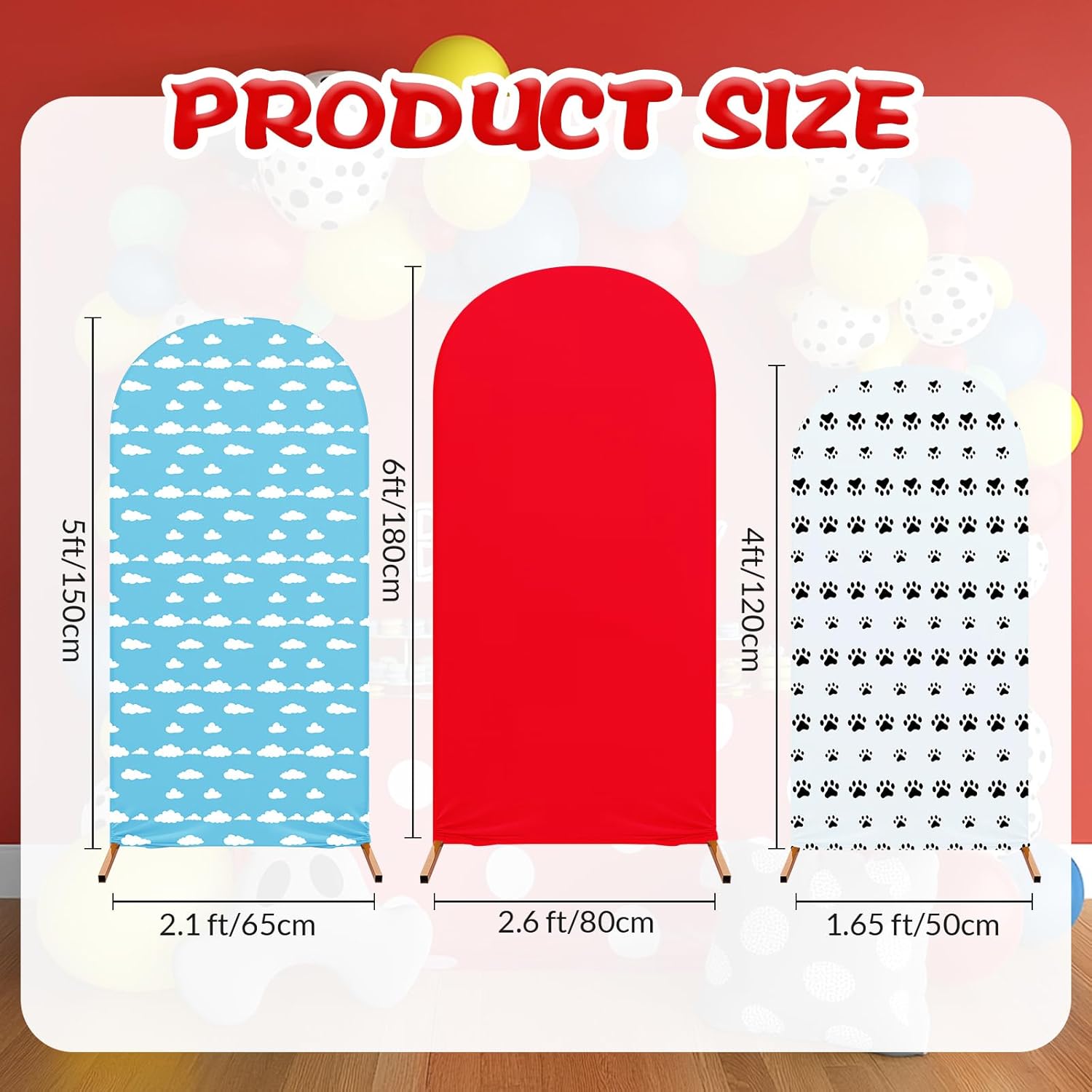 RimCereal Arch Backdrop Cover Set of 3 Red Dog Party Theme