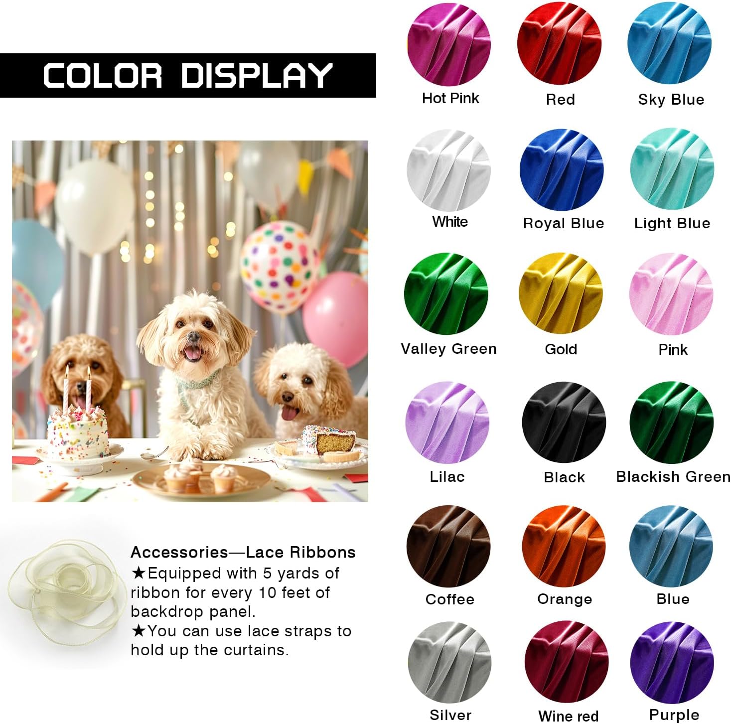 10ft x 10ft Satin Wedding Backdrop Drapes 2 Panels White TAYBSDJ042