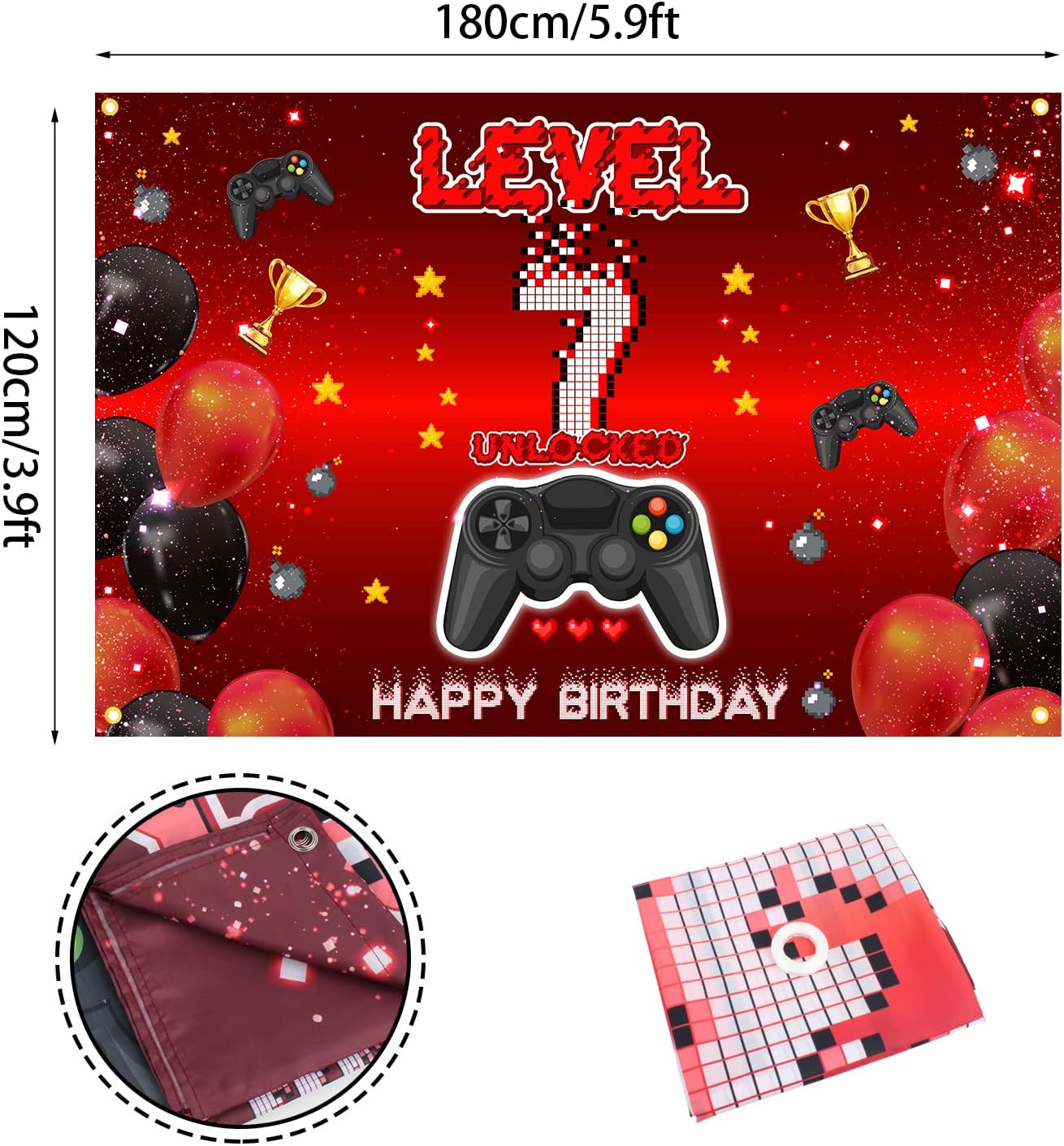 Level 4 Backdrop Banner for 7th Birthday Party
