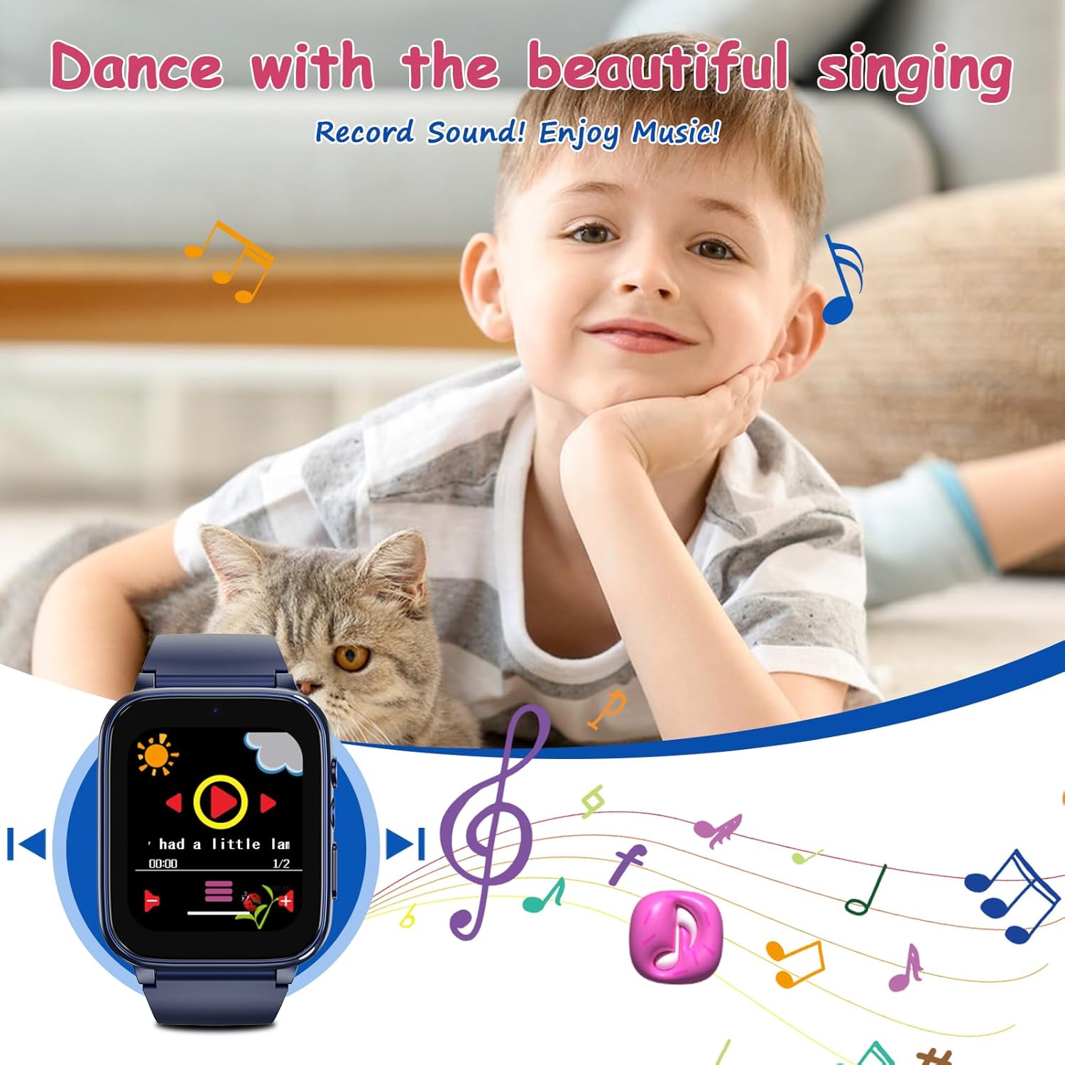Goodatech Kids Smart Watch with HD Camera and Puzzle Games Blue