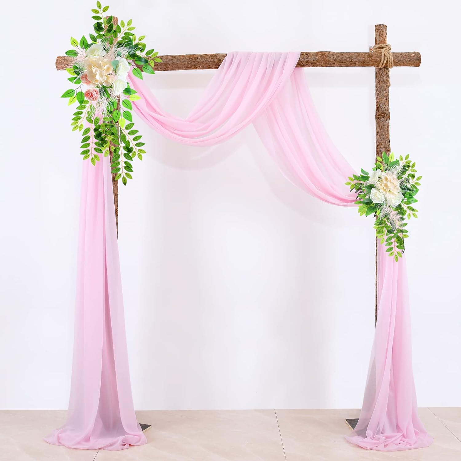 Light Pink Tulle Wedding Arch Drapes 2 Panels