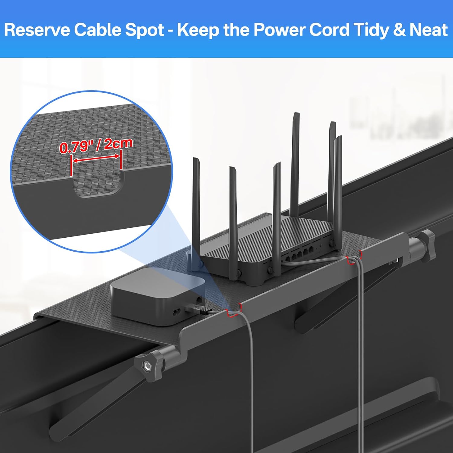 13 Inch Wide Adjustable TV Top Shelf with Cable Box Holder